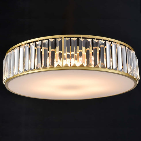 5-Light Modern Gold Crystal Flush Mount Ceiling Light Fixture